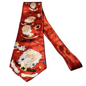 Vintage‎ Y2K Hallmark NovelTies Santa Claus Christmas Necktie Mens Red Holiday
